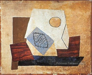Nature morte au paquet cigarettes 1921 cubiste Pablo Picasso Peinture à l'huile